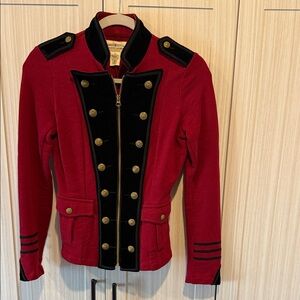 Ralph Lauren Denim & Supply Military-Style Red Jacket with Black Velvet Trim